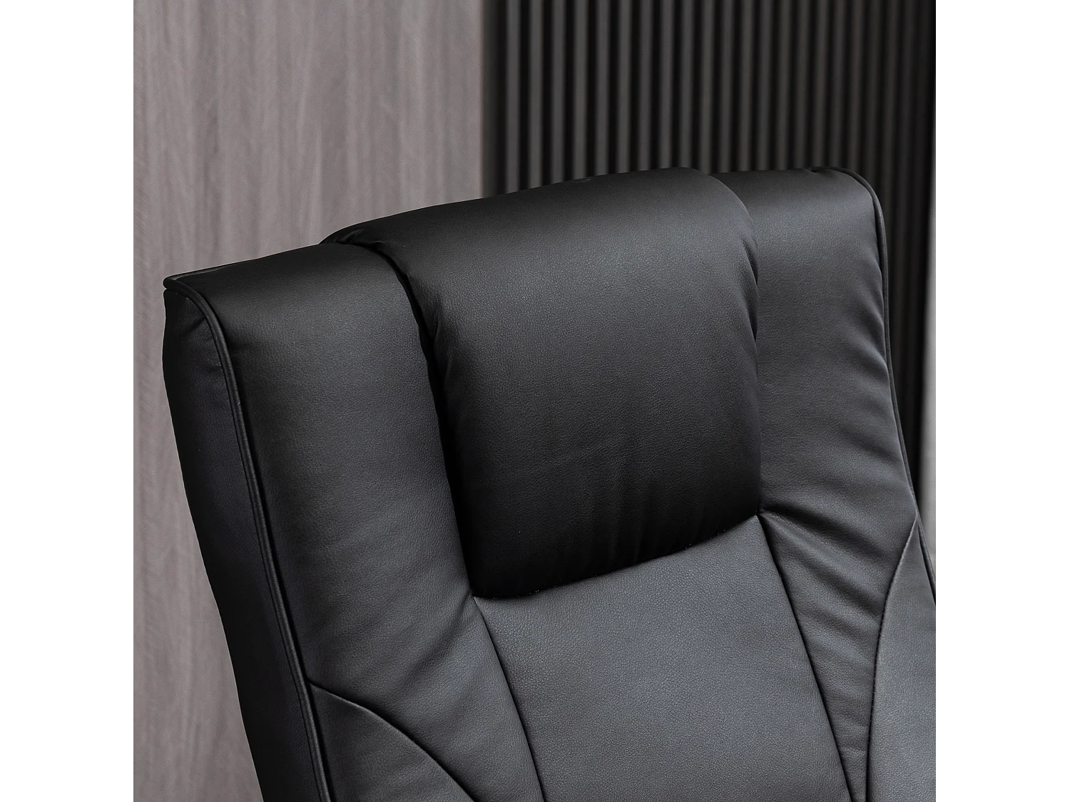 Fauteuil de massage pivotant 360°, simili cuir noir, avec repose-pieds, inclinable (73x83x106cm)