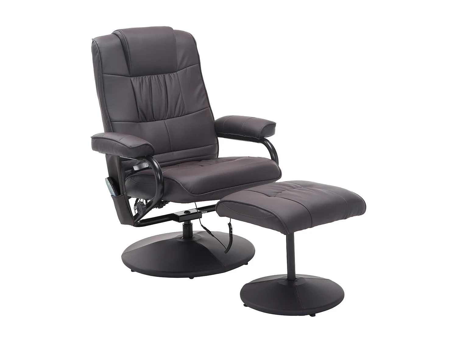 Fauteuil de massage pivotant avec repose-pieds, simili cuir, réglable, brun (77x84x95cm)