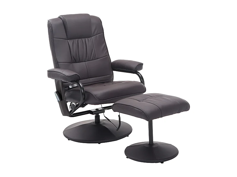 Fauteuil de massage pivotant avec repose-pieds, simili cuir, réglable, brun (77x84x95cm)