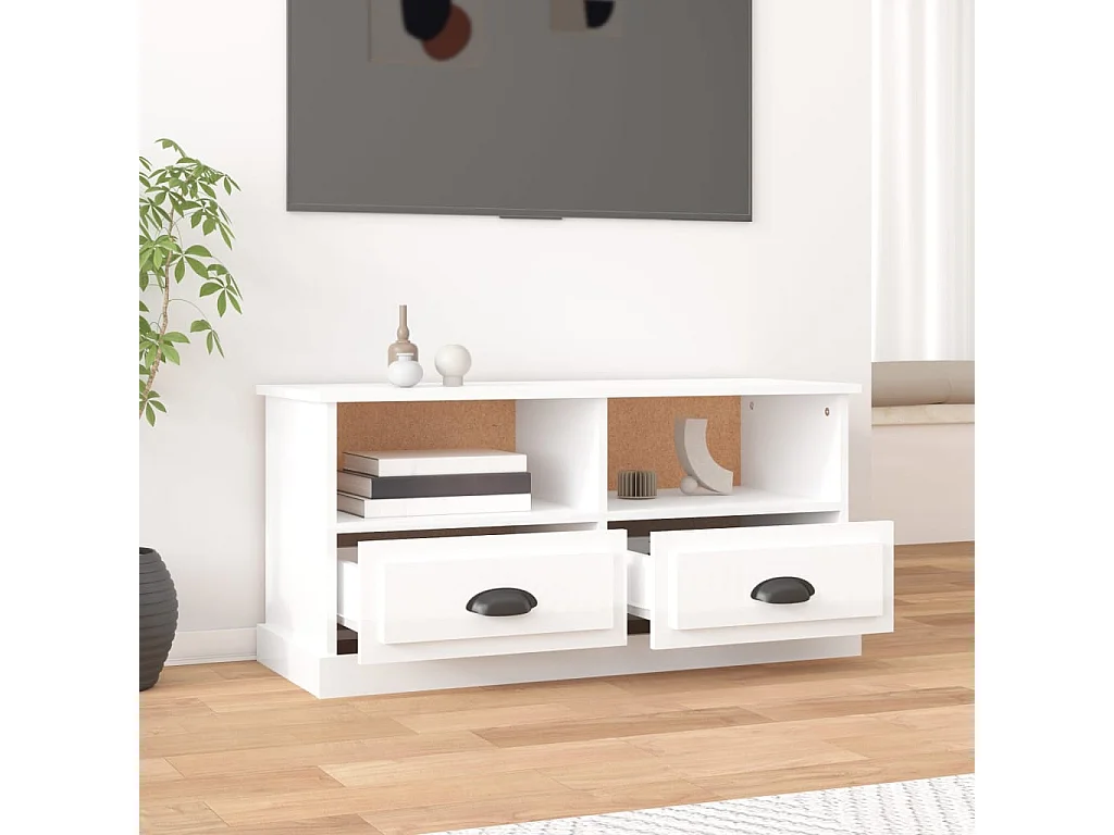 Mobile TV bianco lucido 93x35,5x45 cm in legno ingegnerizzato