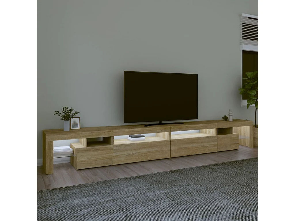 Meuble TV avec lumières LED Chêne sonoma 290x36,5x40 cm