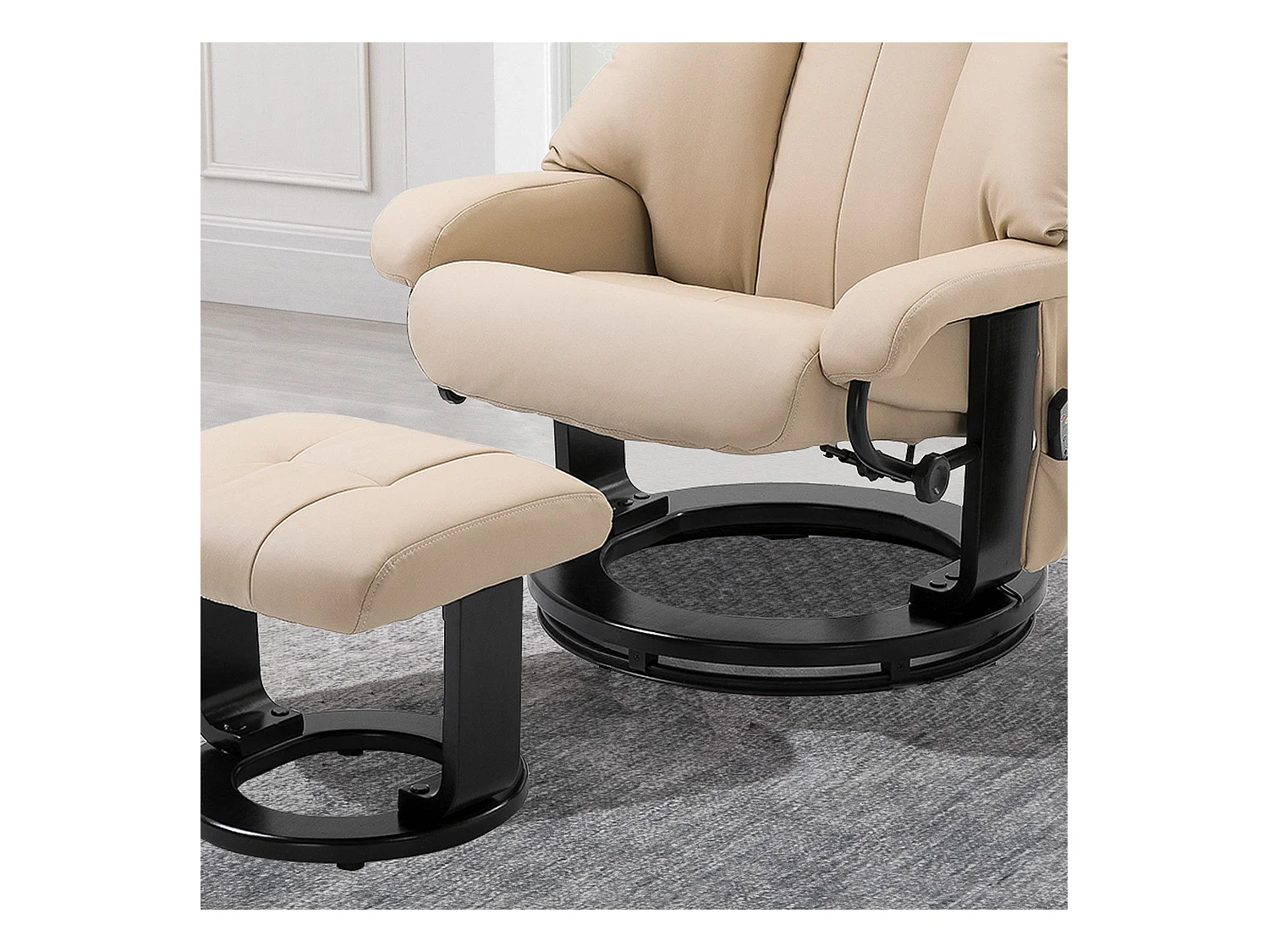 Sillón relax con función masaje, reposapiés, polipiel, beige (76x80x102 cm)