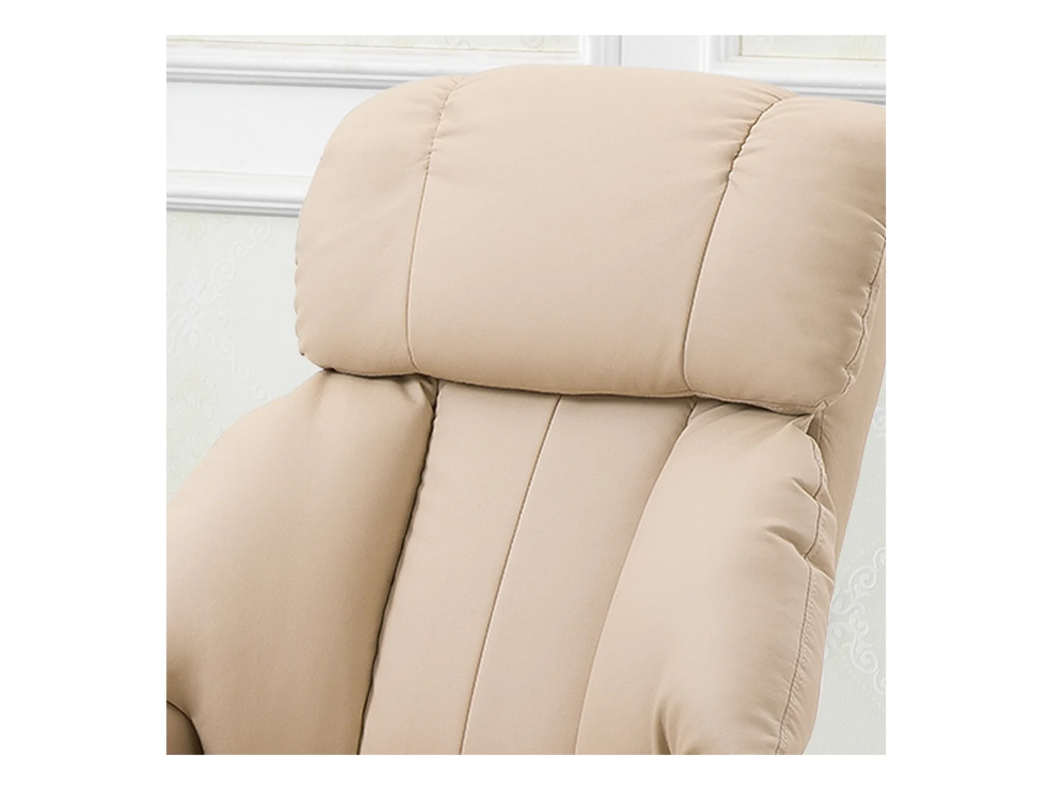 Sillón relax con función masaje, reposapiés, polipiel, beige (76x80x102 cm)