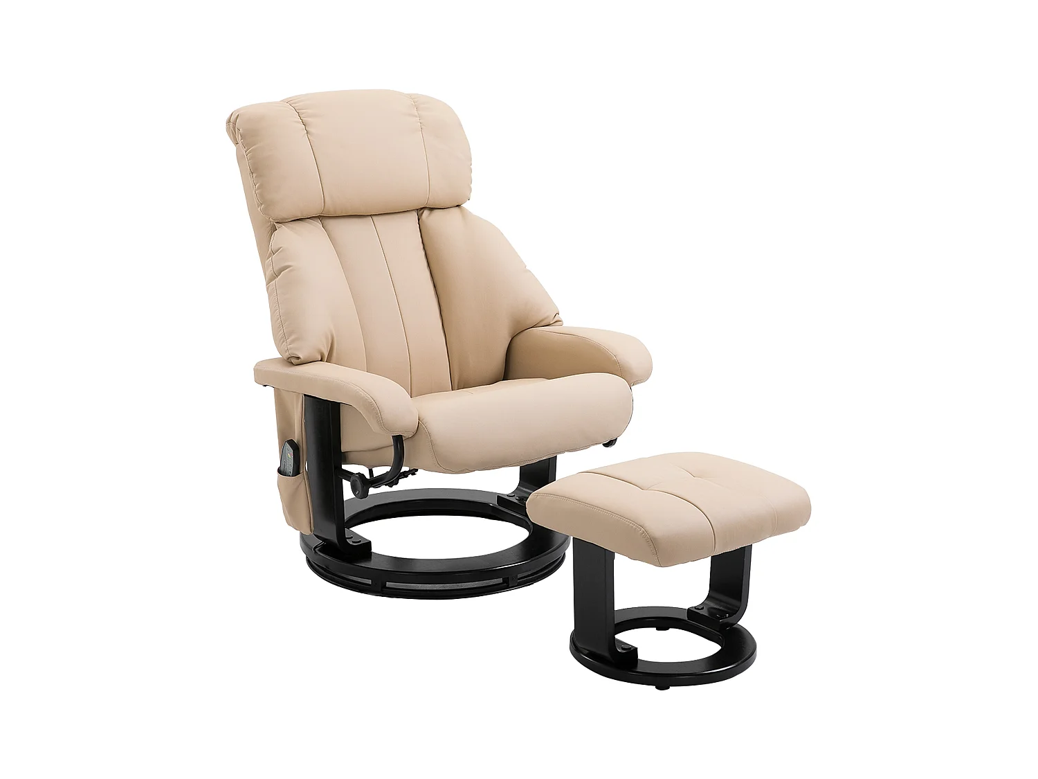 Fauteuil de relaxation avec fonction de massage, repose-pieds, simili cuir, beige (76x80x102 cm)