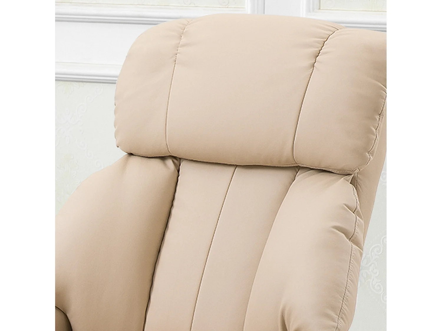 Sillón relax con función masaje, reposapiés, polipiel, beige (76x80x102 cm)