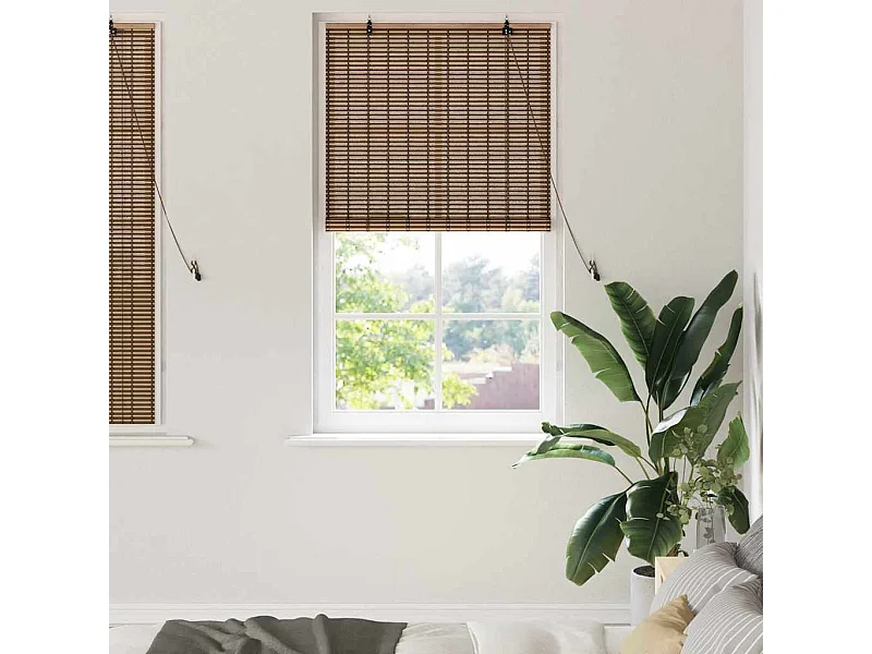 Stores et Occultants avec des rideaux Marron 60 x 160 cm Bambou