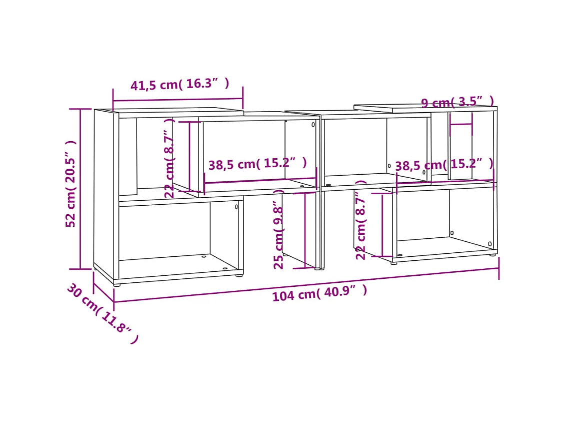Meuble TV Blanc brillant 104x30x52 cm Bois d'ingénierie