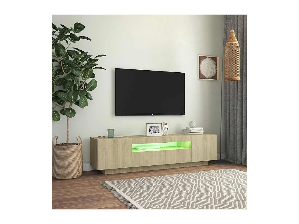 Meuble TV avec lumières LED Chêne sonoma 160x35x40 cm