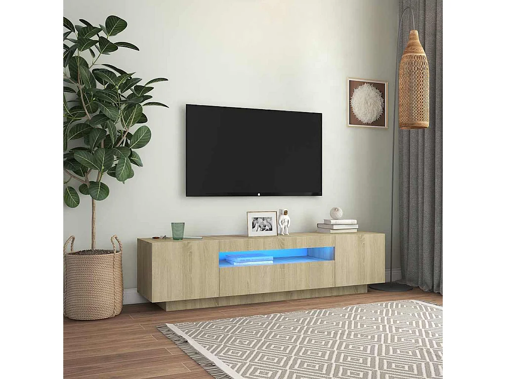 Mobile TV con luci LED Rovere Sonoma 160x35x40 cm