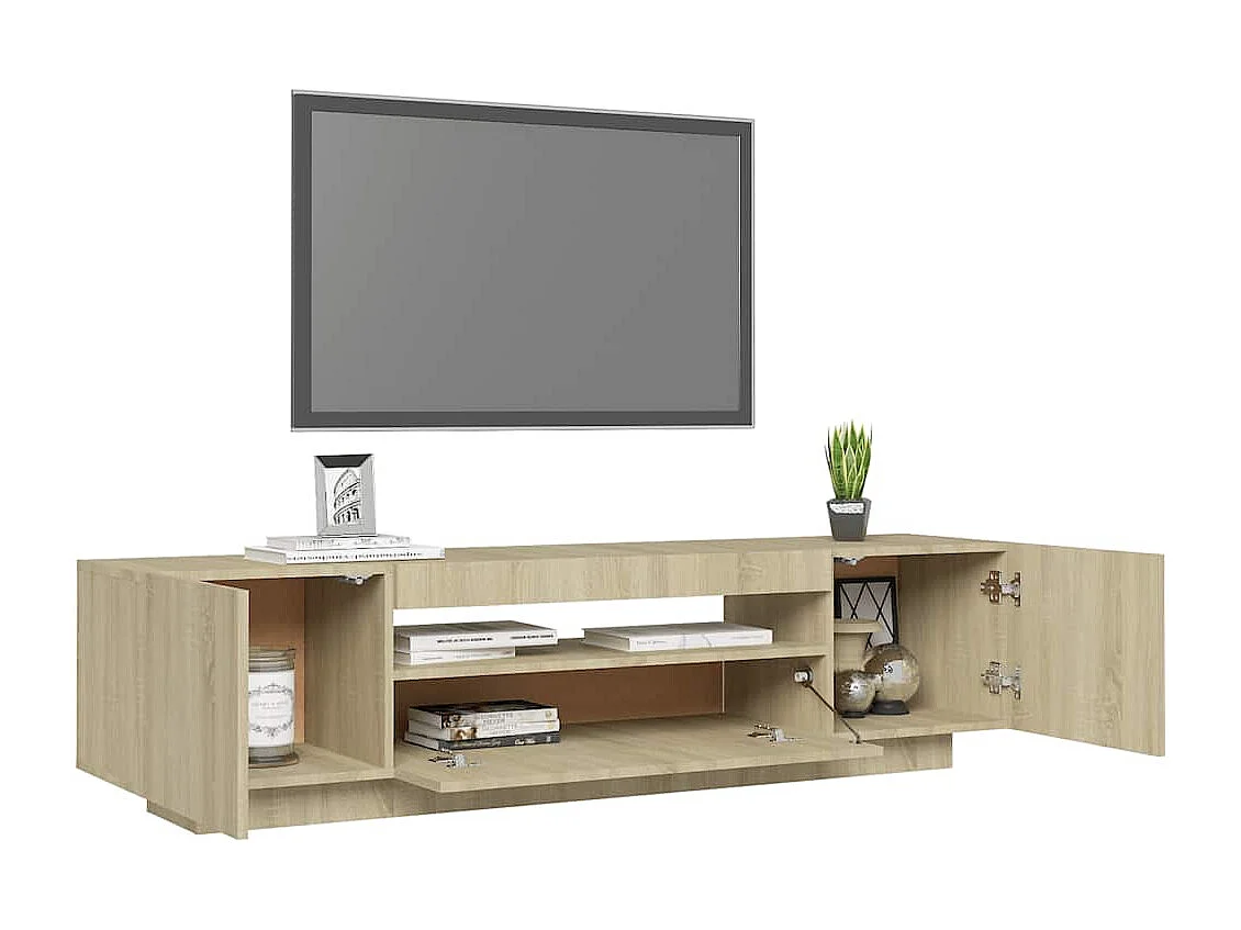 Mobile TV con luci LED Rovere Sonoma 160x35x40 cm