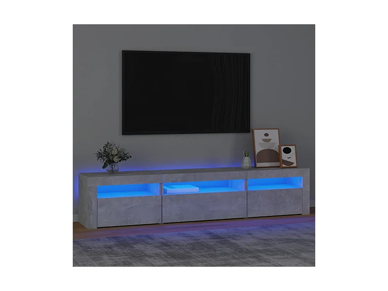 Mobile TV con luci LED Grigio cemento 195x35x40 cm