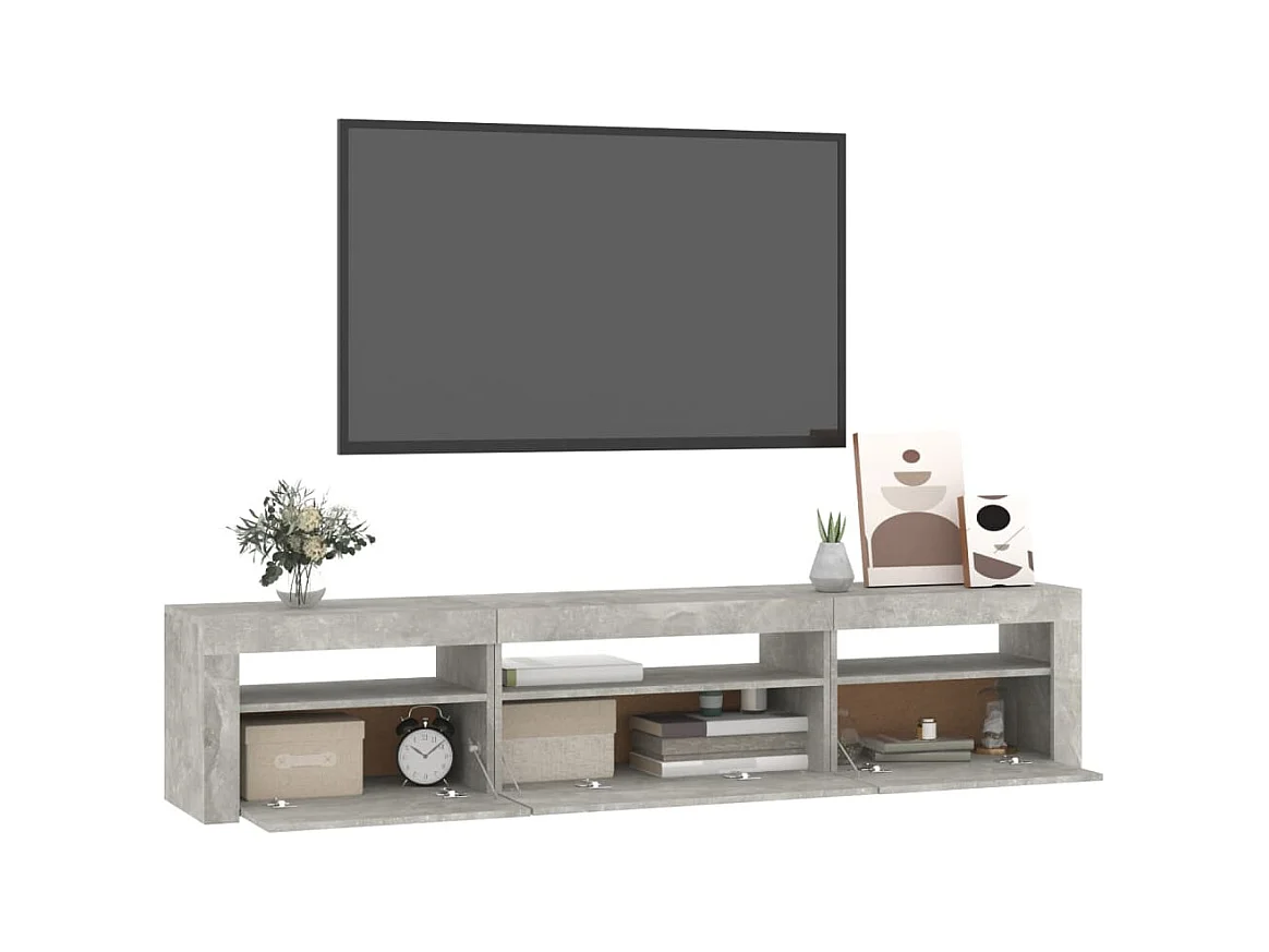 Mobile TV con luci LED Grigio cemento 195x35x40 cm