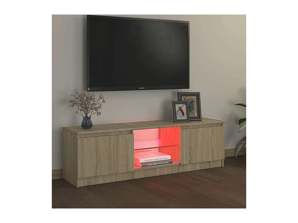 Mobile TV con luci LED Rovere Sonoma 120x30x36 cm