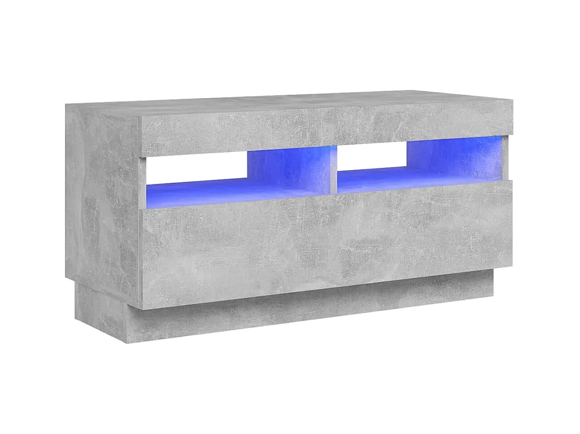 Meuble TV avec lumières LED gris béton 80x35x40 cm