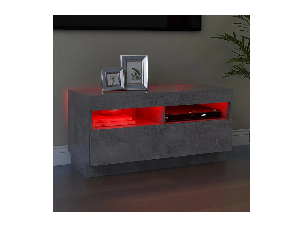 Meuble TV avec lumières LED gris béton 80x35x40 cm