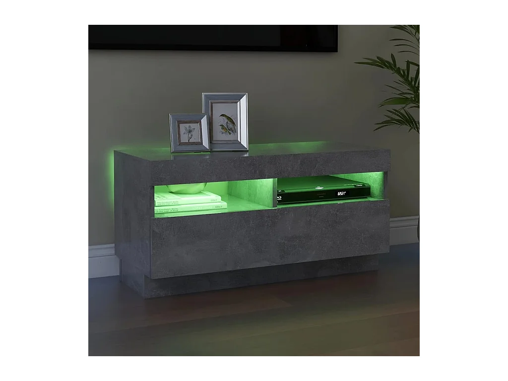 Meuble TV avec lumières LED gris béton 80x35x40 cm