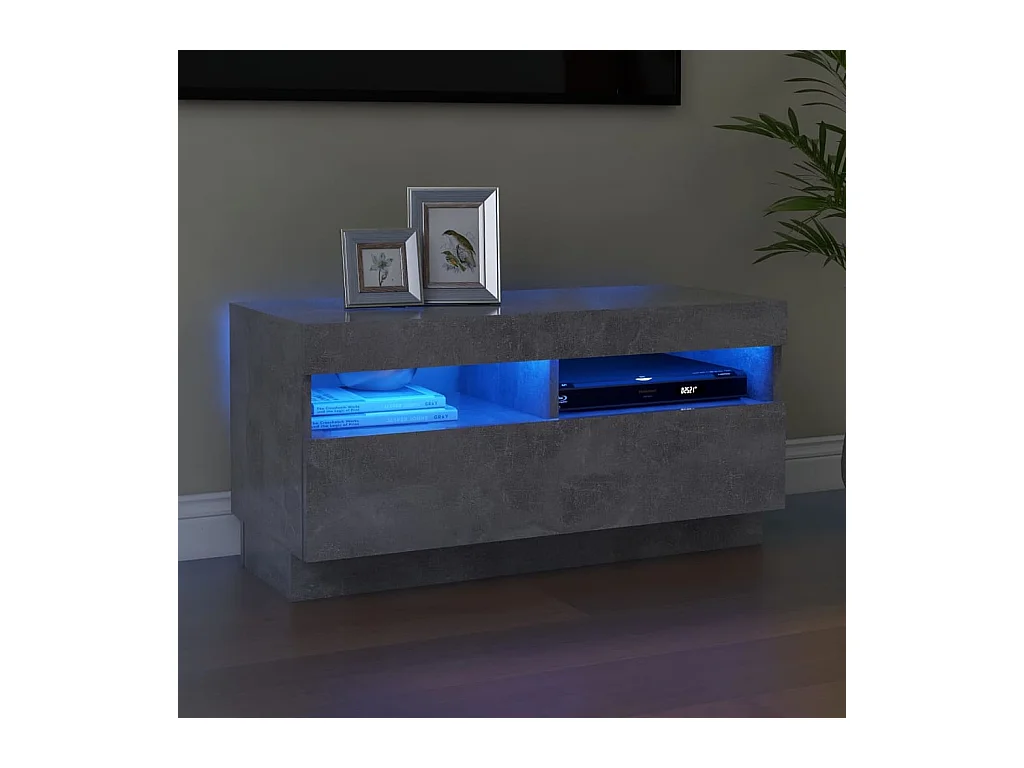 Meuble TV avec lumières LED gris béton 80x35x40 cm