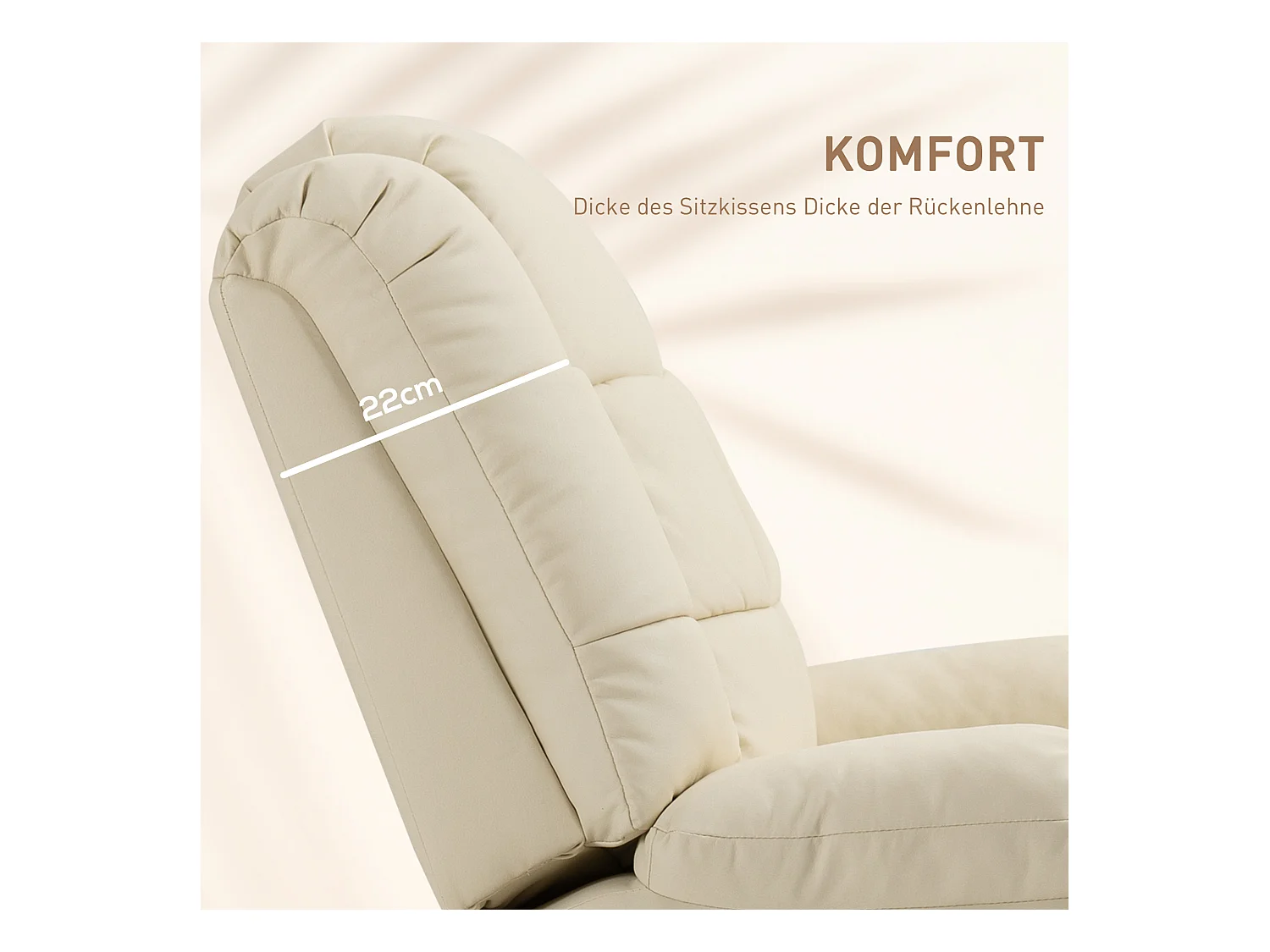 Fauteuil relax électrique avec fonction de massage, similicuir, bois, crème (94x99x99 cm)