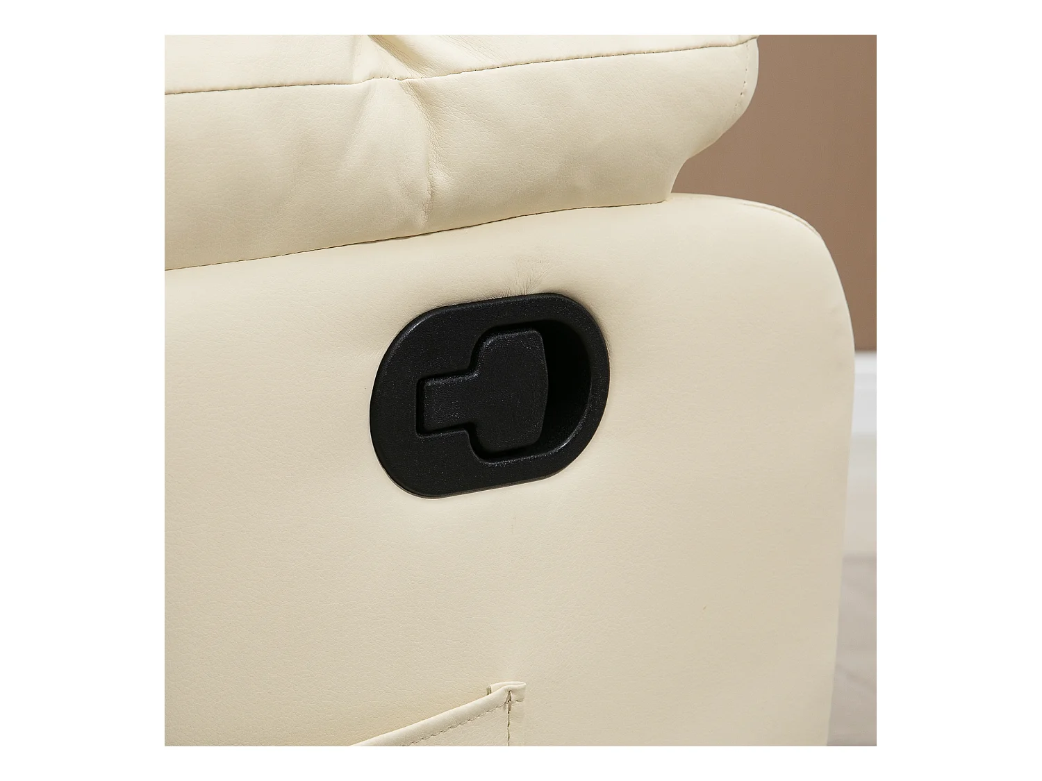 Fauteuil relax électrique avec fonction de massage, similicuir, bois, crème (94x99x99 cm)