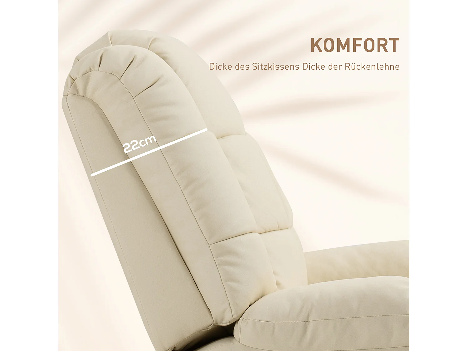 Fauteuil relax électrique avec fonction de massage, similicuir, bois, crème (94x99x99 cm)