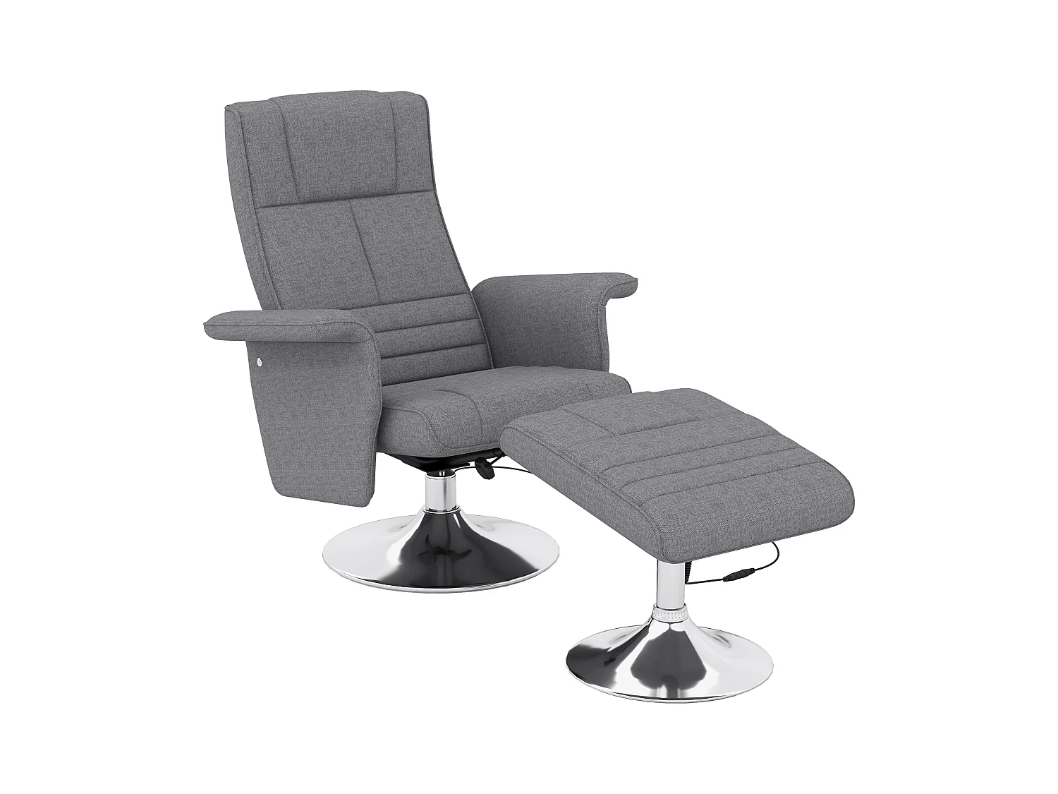 Poltrona reclinabile elettrica con poggiapiedi, massaggio vibrante, tessuto di lino, grigio scuro (78x95x88 cm)