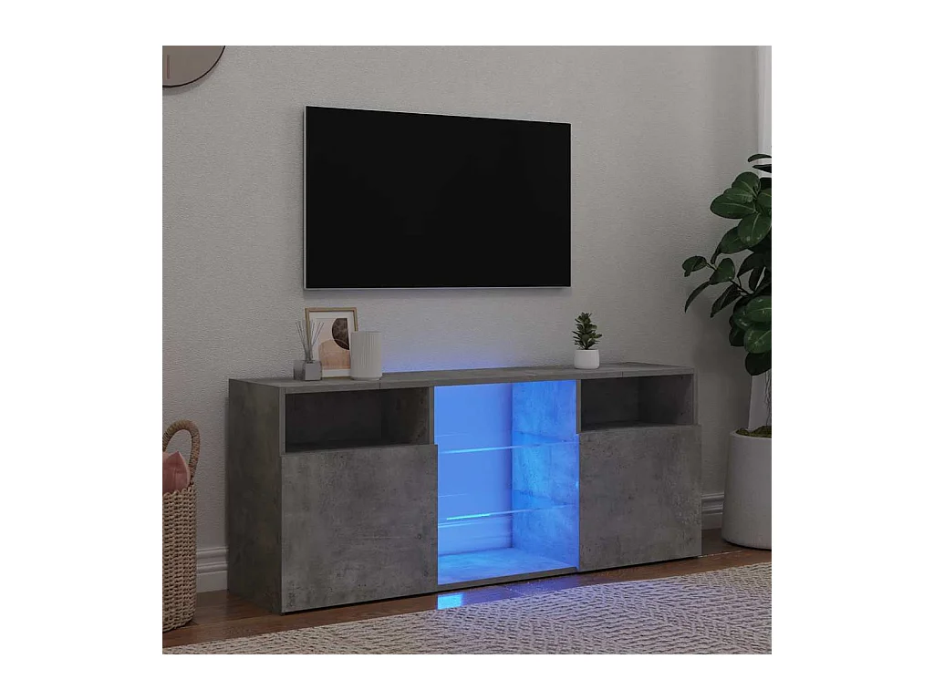 Meuble TV avec lumières LED gris béton 120x30x50 cm