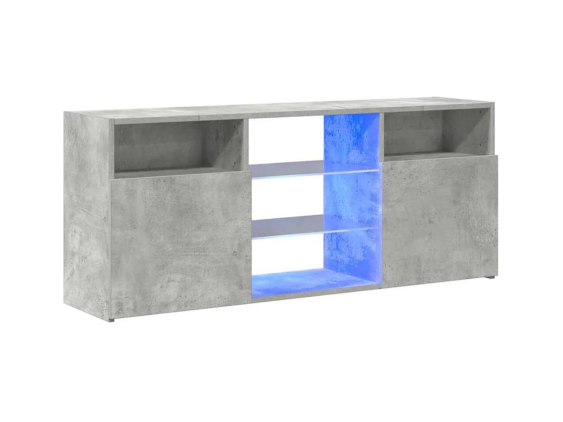 Meuble TV avec lumières LED gris béton 120x30x50 cm