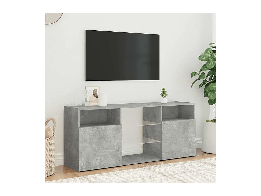 Meuble TV avec lumières LED gris béton 120x30x50 cm