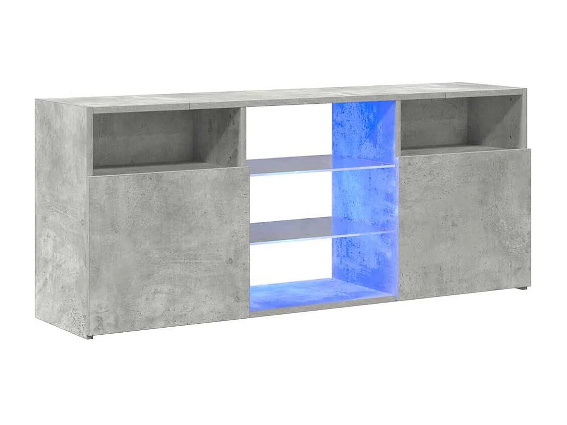 Meuble TV avec lumières LED gris béton 120x30x50 cm