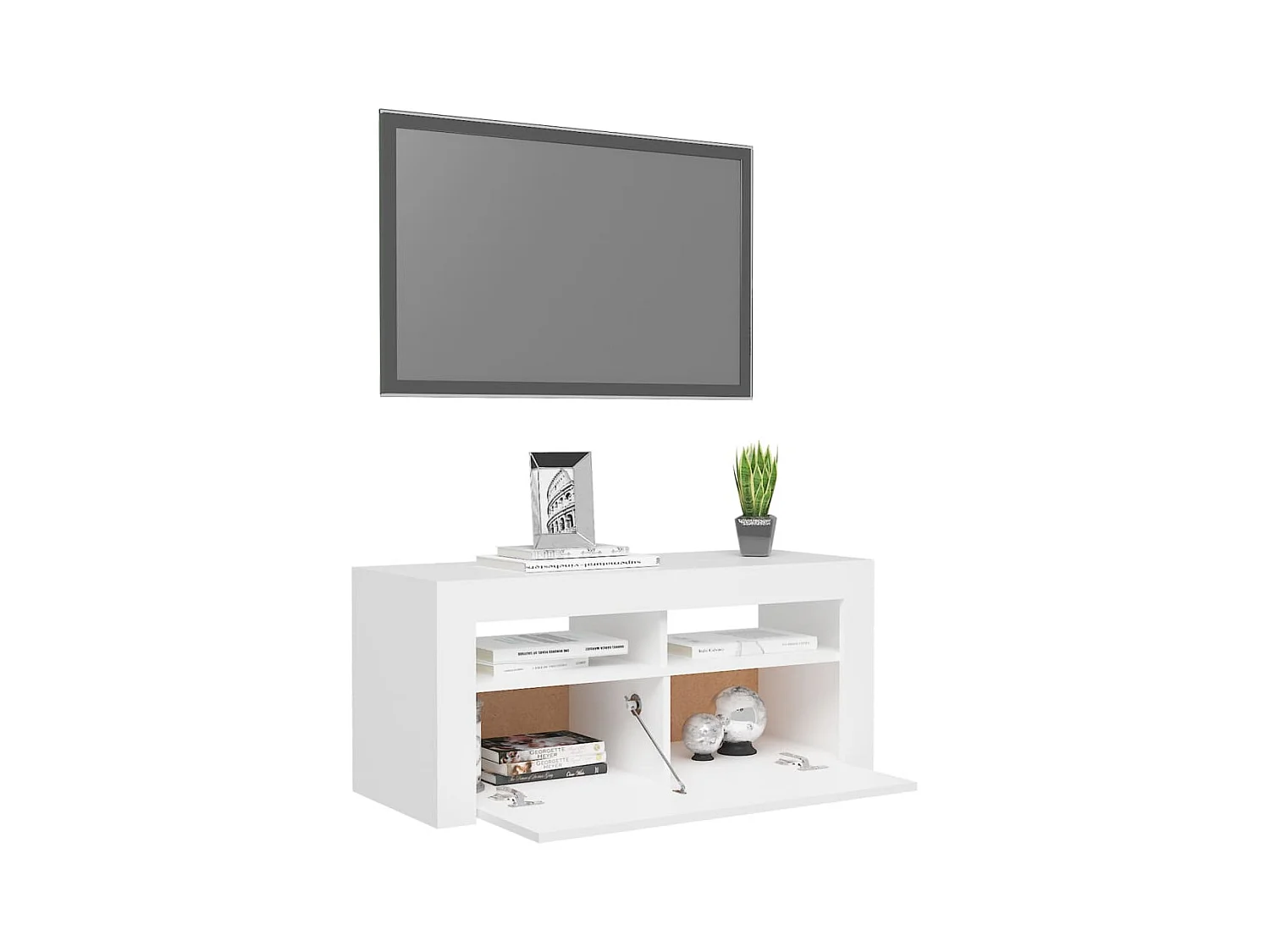 Meuble TV avec lumières LED blanc 90x35x40 cm