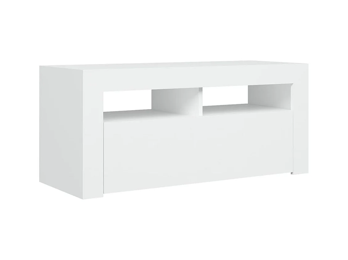 Meuble TV avec lumières LED blanc 90x35x40 cm