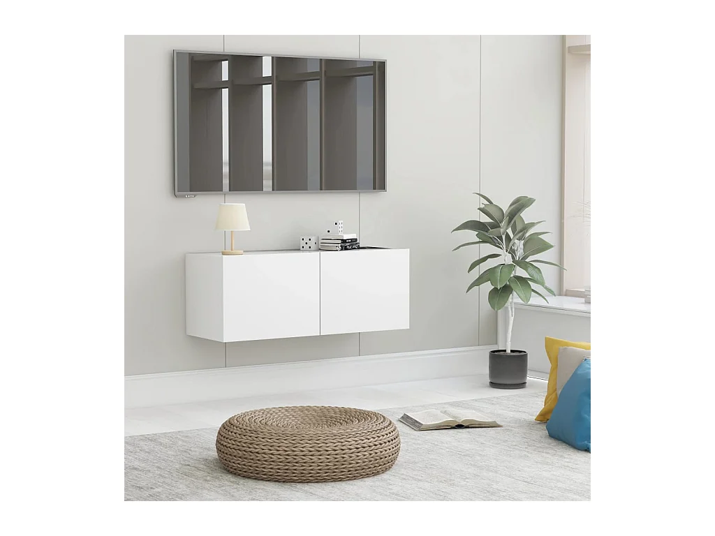 Meuble TV Blanc 80x30x30 cm Bois d'ingénierie