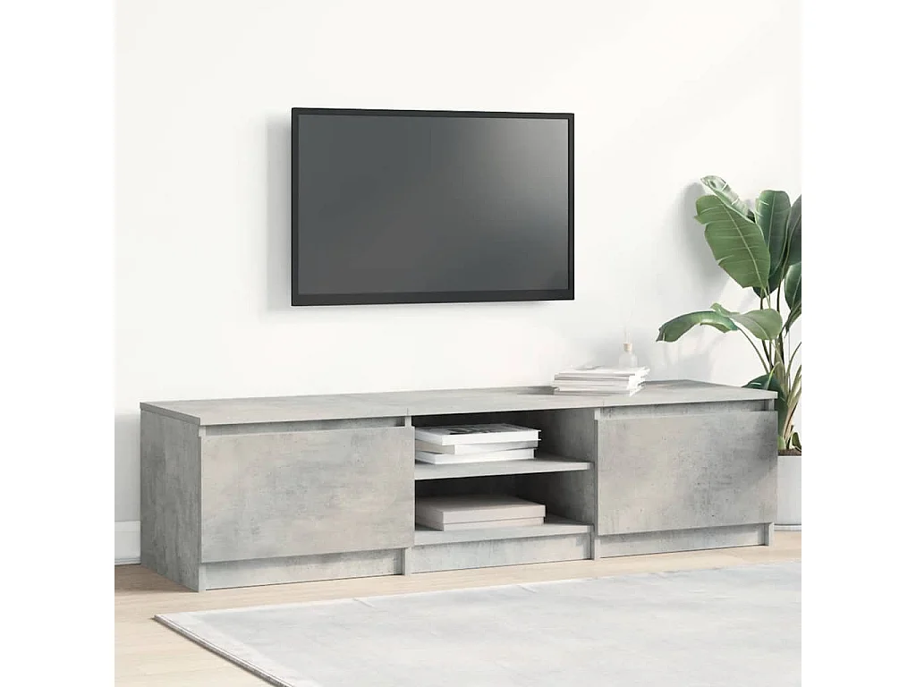 Mueble de TV de madera de ingeniería gris hormigón 140x40x35,5 cm