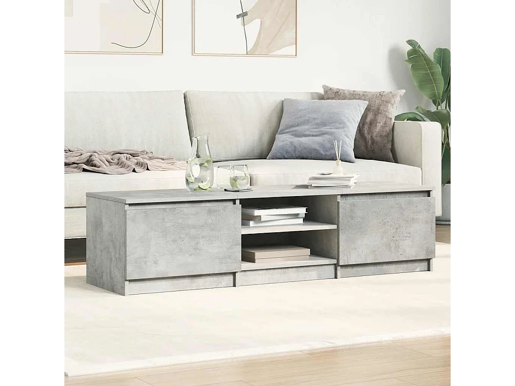 Mueble de TV de madera de ingeniería gris hormigón 140x40x35,5 cm
