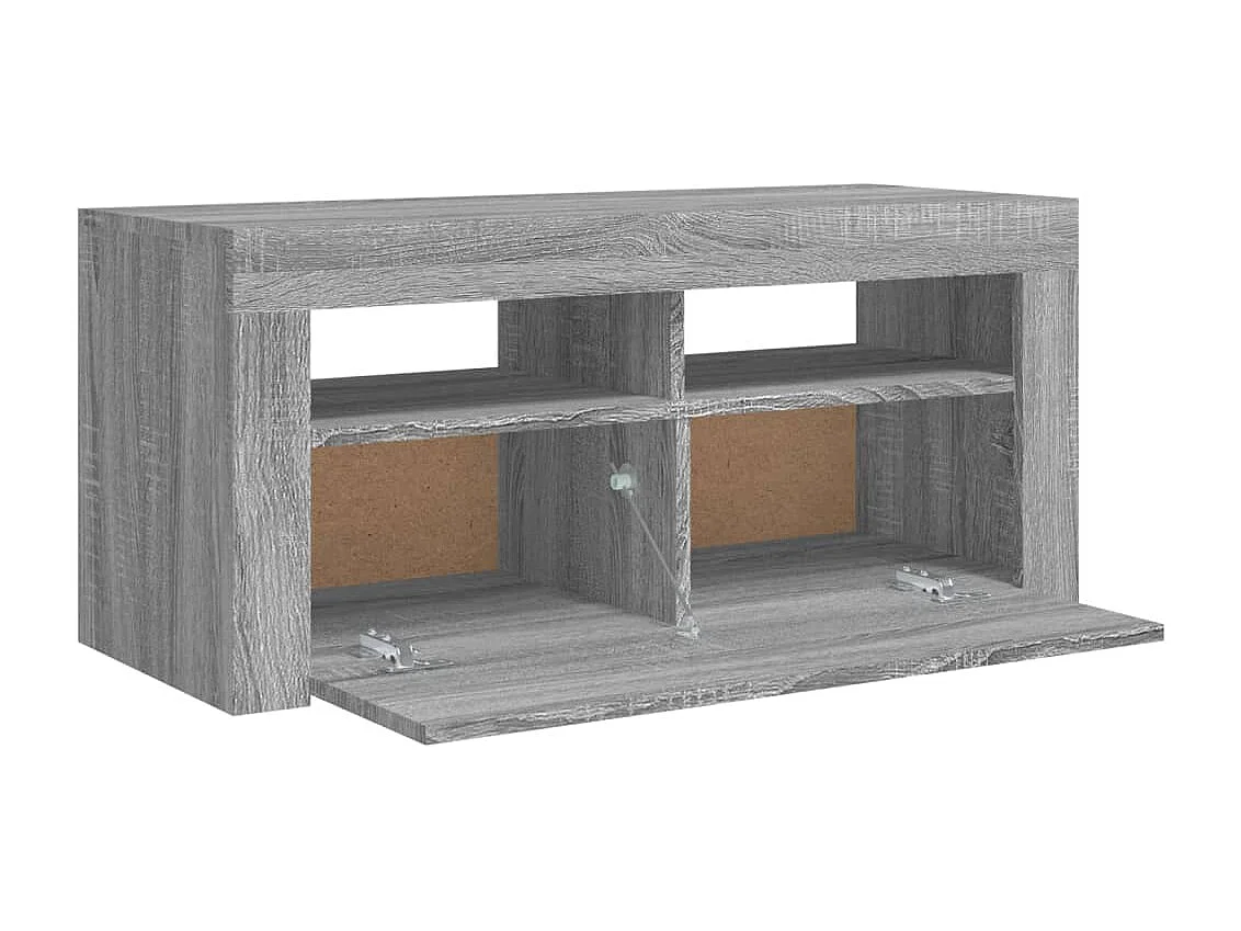 Mobile TV grigio Sonoma con luci LED 90x35x40 cm