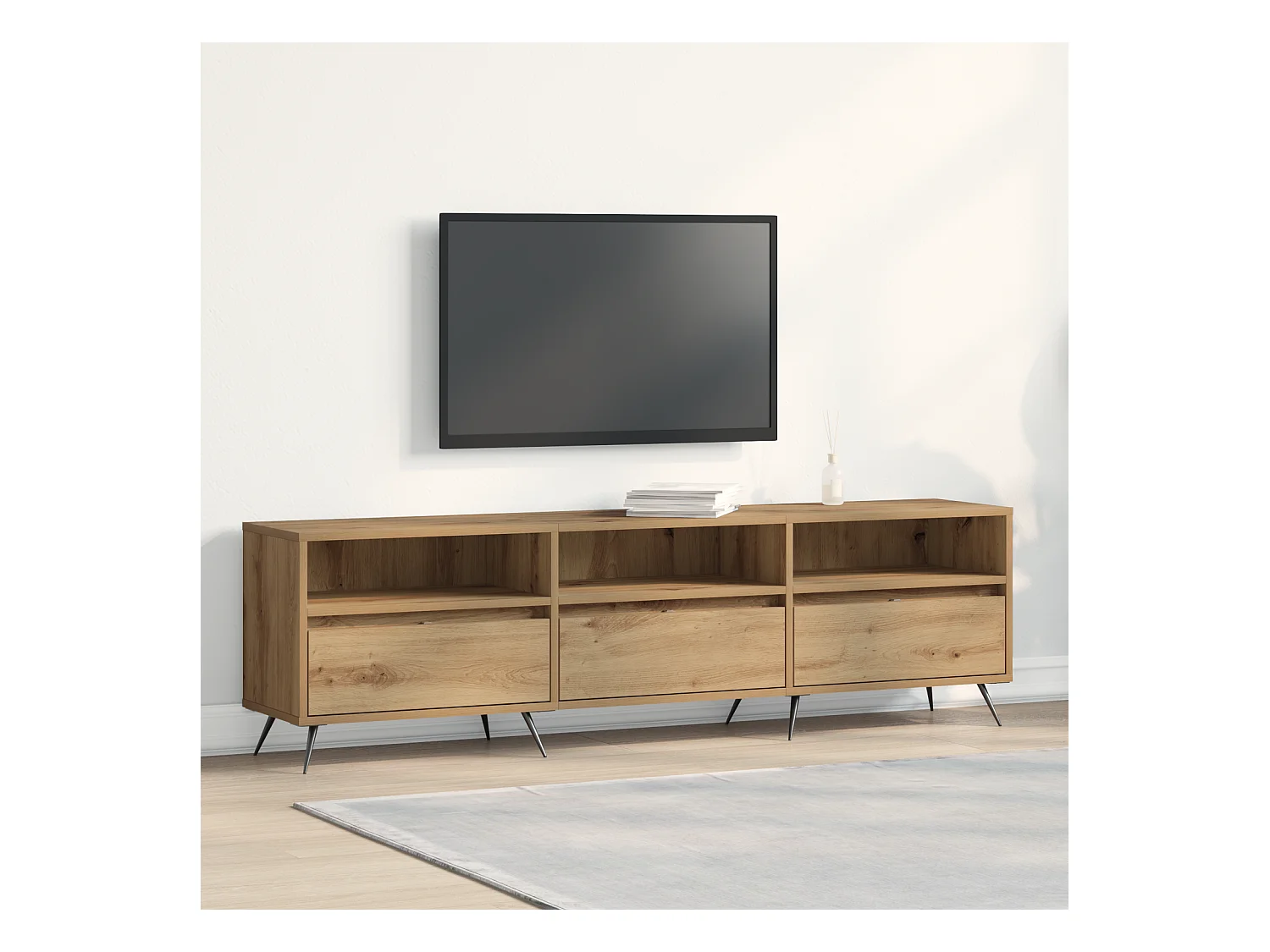 Meuble TV Artisan Chêne 150x30x44,5 cm Bois d'ingénierie