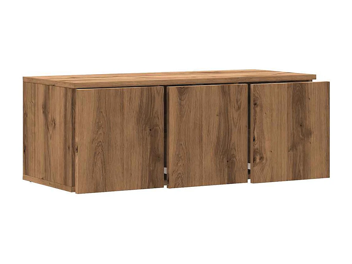 Meuble TV chêne artisanal 80x34x30 cm bois d'ingénierie