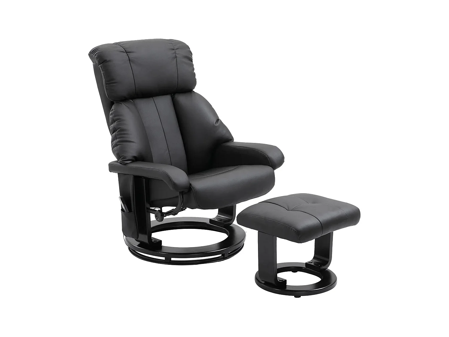 Fauteuil de relaxation avec massage, simili cuir, noir, repose-pieds, (76x80x102 cm)