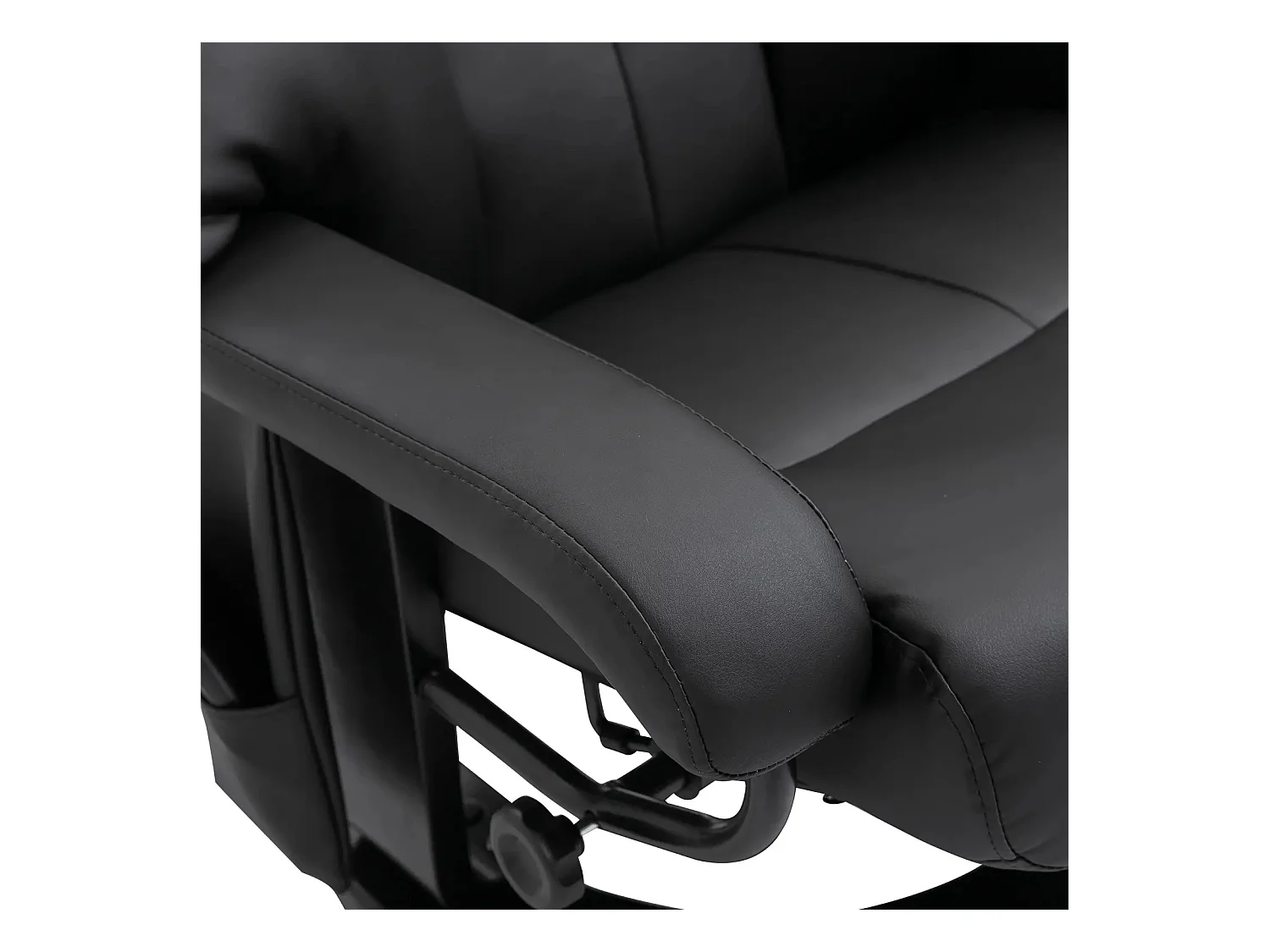 Fauteuil de relaxation avec massage, simili cuir, noir, repose-pieds, (76x80x102 cm)