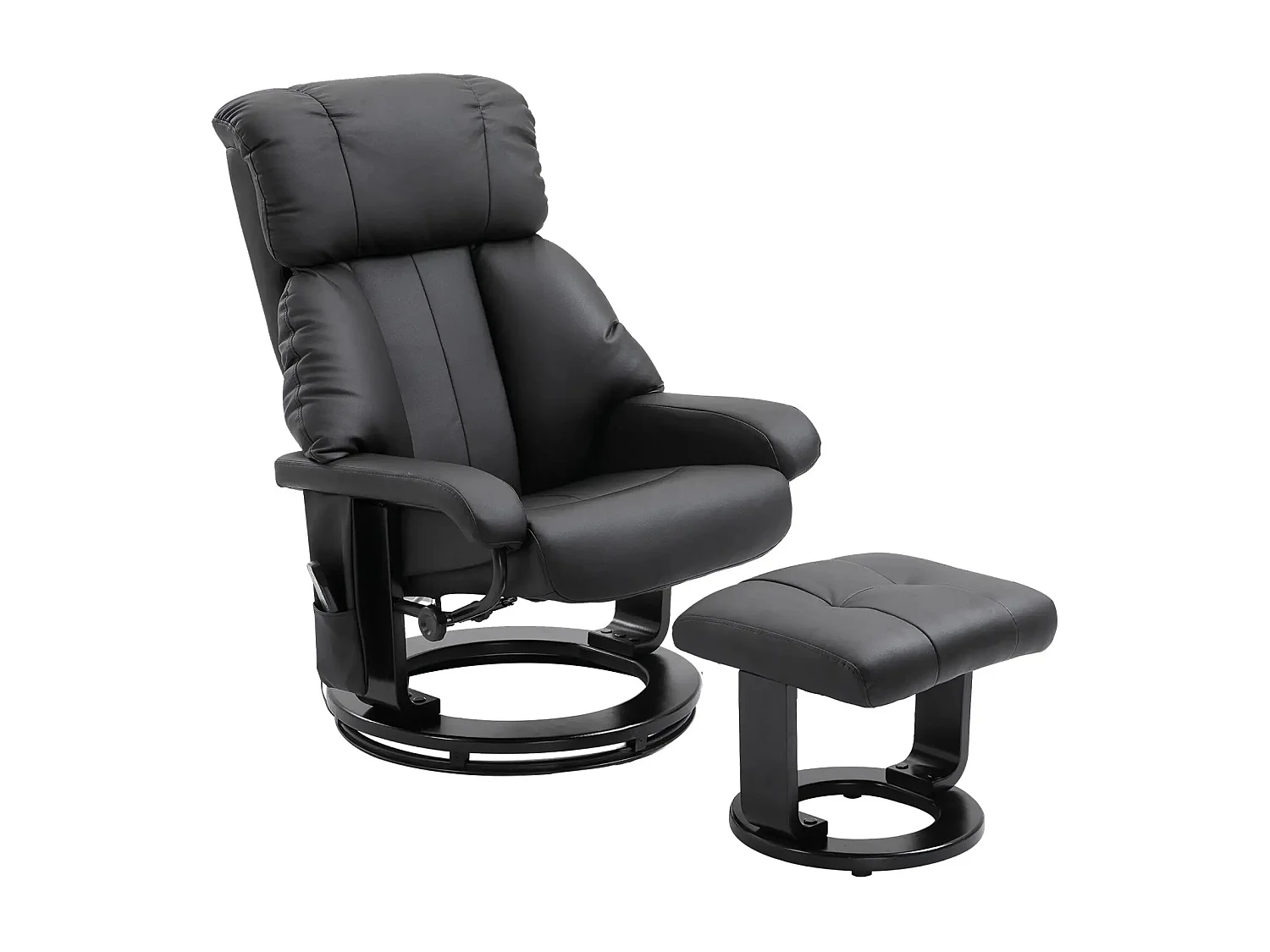 Fauteuil de relaxation avec massage, simili cuir, noir, repose-pieds, (76x80x102 cm)