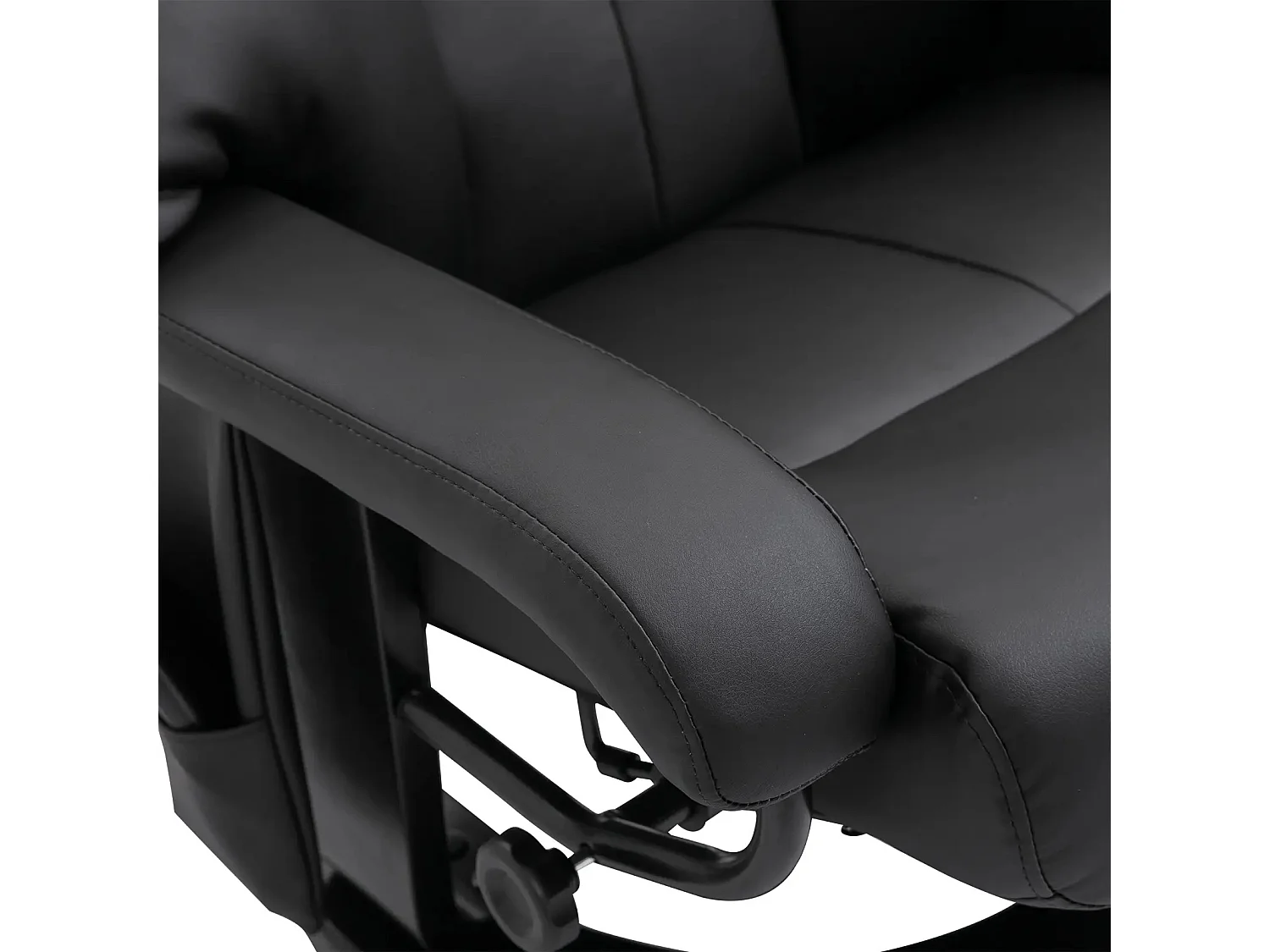 Fauteuil de relaxation avec massage, simili cuir, noir, repose-pieds, (76x80x102 cm)