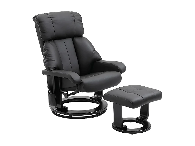Fauteuil de relaxation avec massage, simili cuir, noir, repose-pieds, (76x80x102 cm)