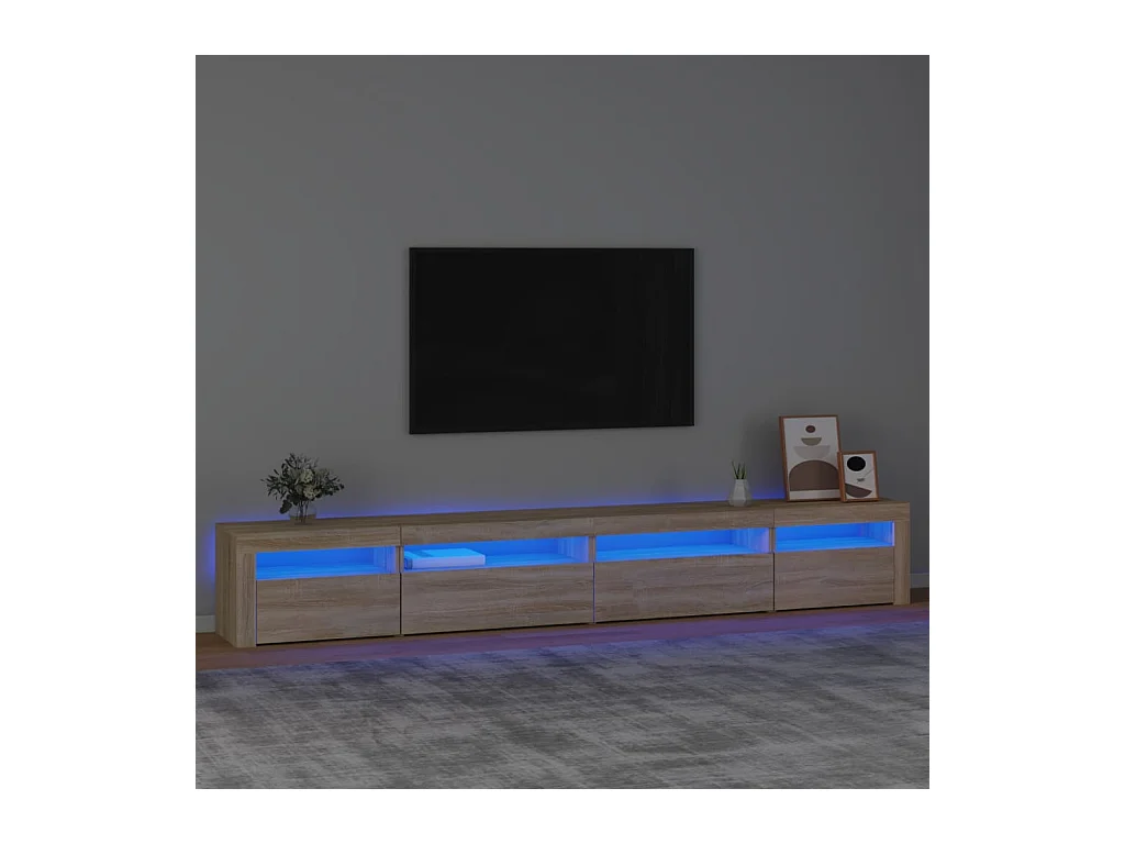 Meuble TV avec lumières LED Chêne sonoma 270x35x40 cm
