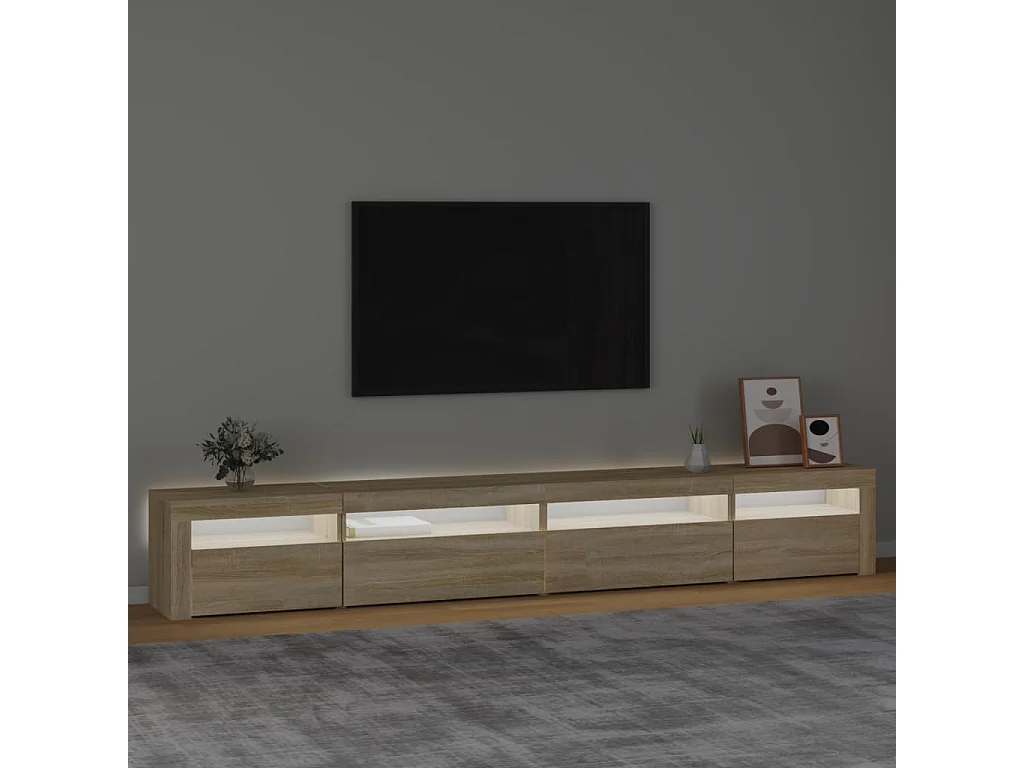 Mueble de TV con luces LED roble Sonoma 270x35x40 cm