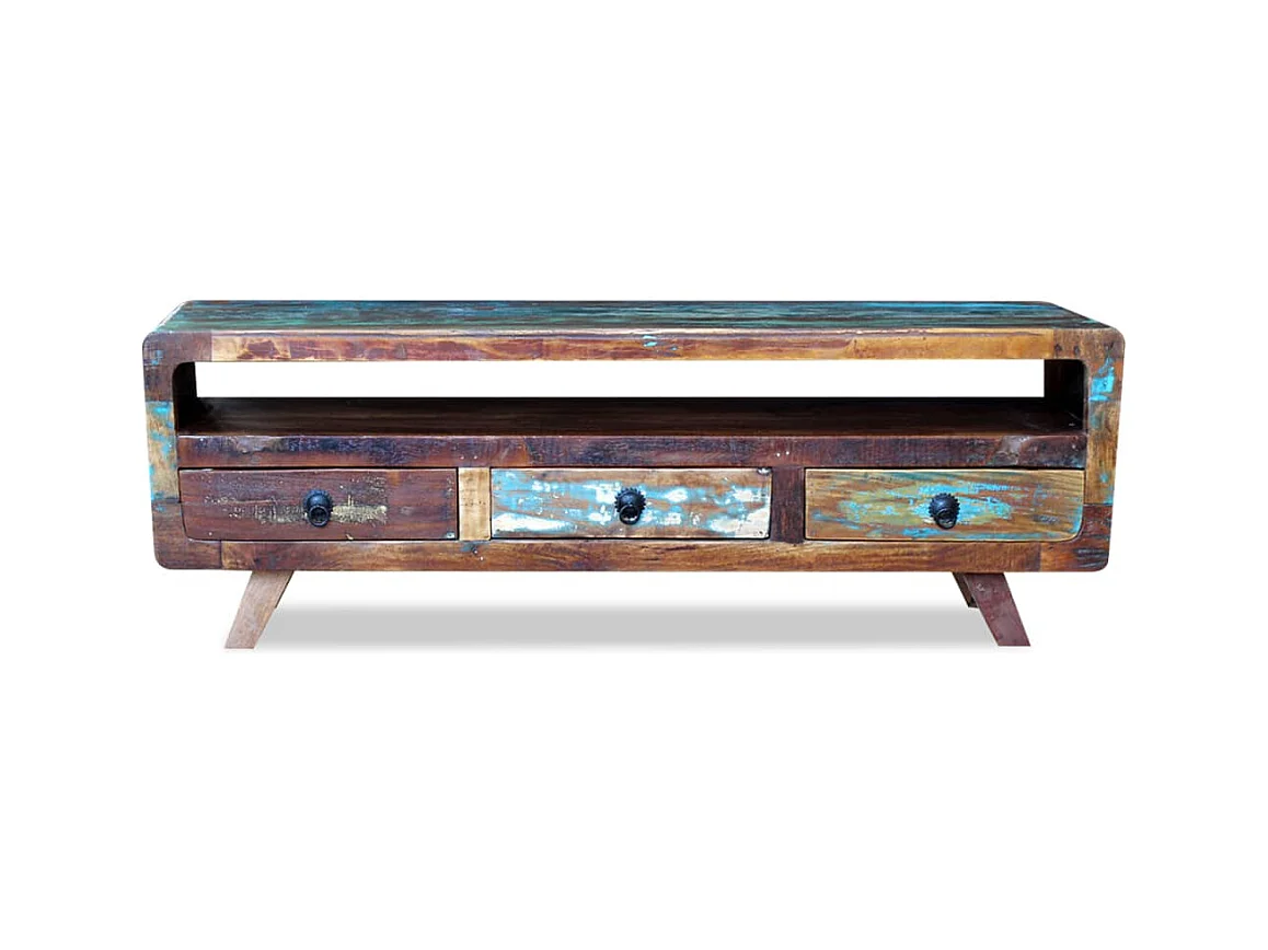 Mobile TV con 3 cassetti in legno massello di recupero