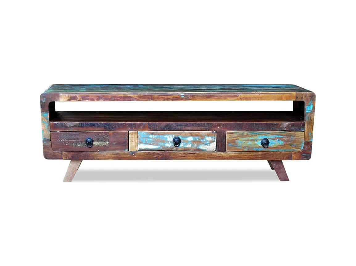 Mobile TV con 3 cassetti in legno massello di recupero