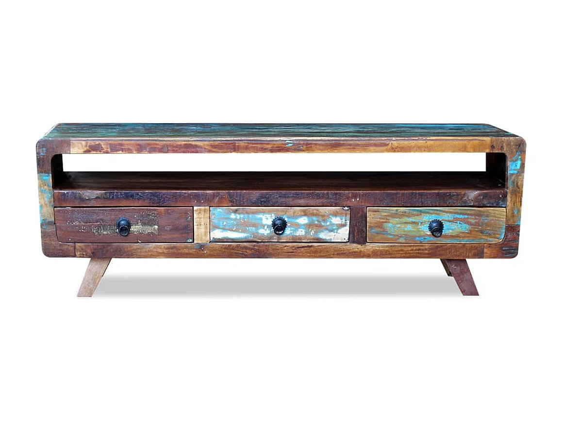 Mobile TV con 3 cassetti in legno massello di recupero