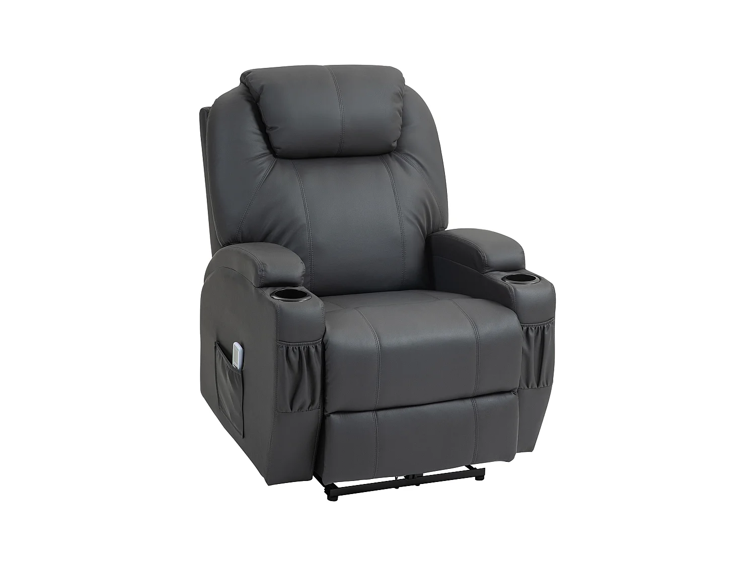 Fauteuil relax avec fonction massage, Cuir synthétique, Noir (82x97x110 cm)