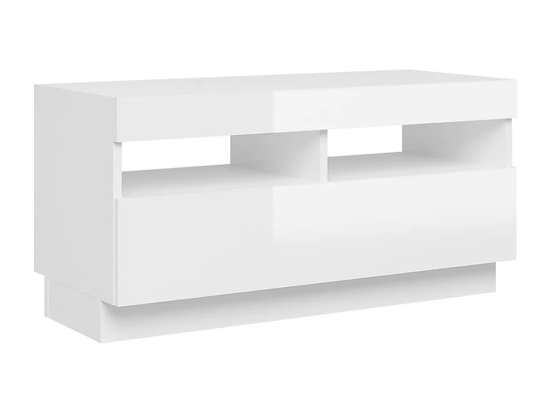 Meuble TV avec lumières LED blanc brillant 80x35x40 cm