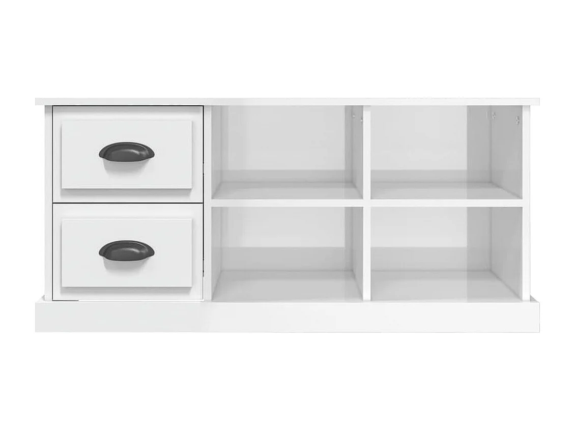 Meuble TV blanc brillant 102x35,5x47,5 cm bois d'ingénierie